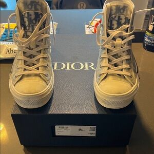 Dior Cream and Gray High-Top Sneakers